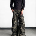 American camo wide-leg scimitar cargo pants - vintage casual tough guy style camo straight-leg trousers - trendy sinclub6497
