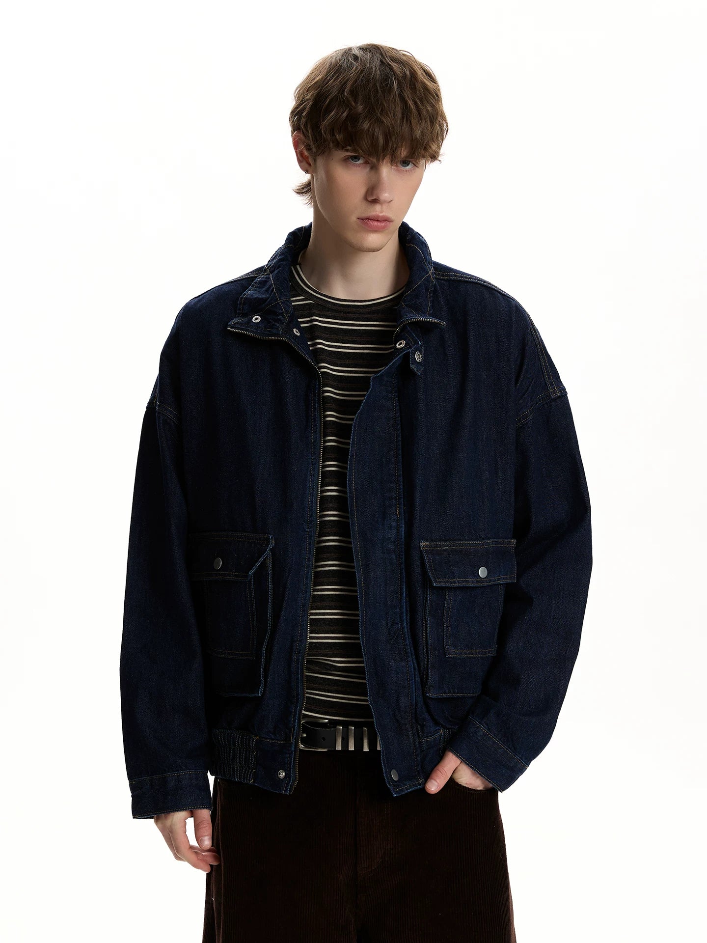 Denim jacket old money barn style silhouette loose short jacket WY042