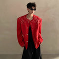 Niche high-end bead pattern design shoulder pads red small fragrant jacket jacket men's top