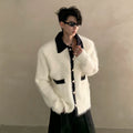 Winter extravagant atmosphere small fragrant lapel knitted cardigan men's heavy button sweater jacket