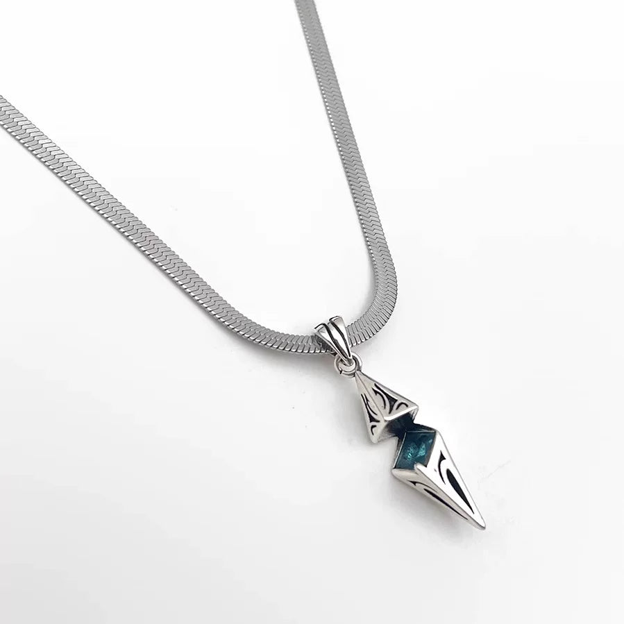 Starburst aquamarine zircon clavicle chain