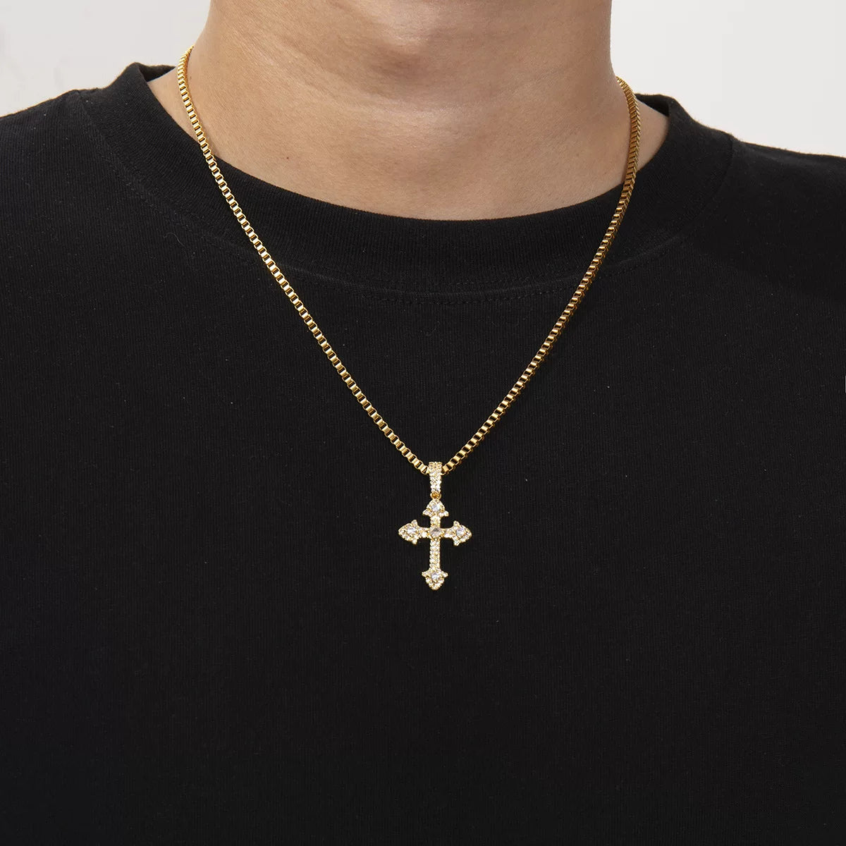 European and american style new copper inlaid zircon cross necklace SIN029