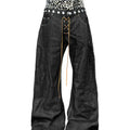 Original niche style double waist raw cow scimitar jeans men's spring & fall stacked sense of design makes women taller  sinclub6028