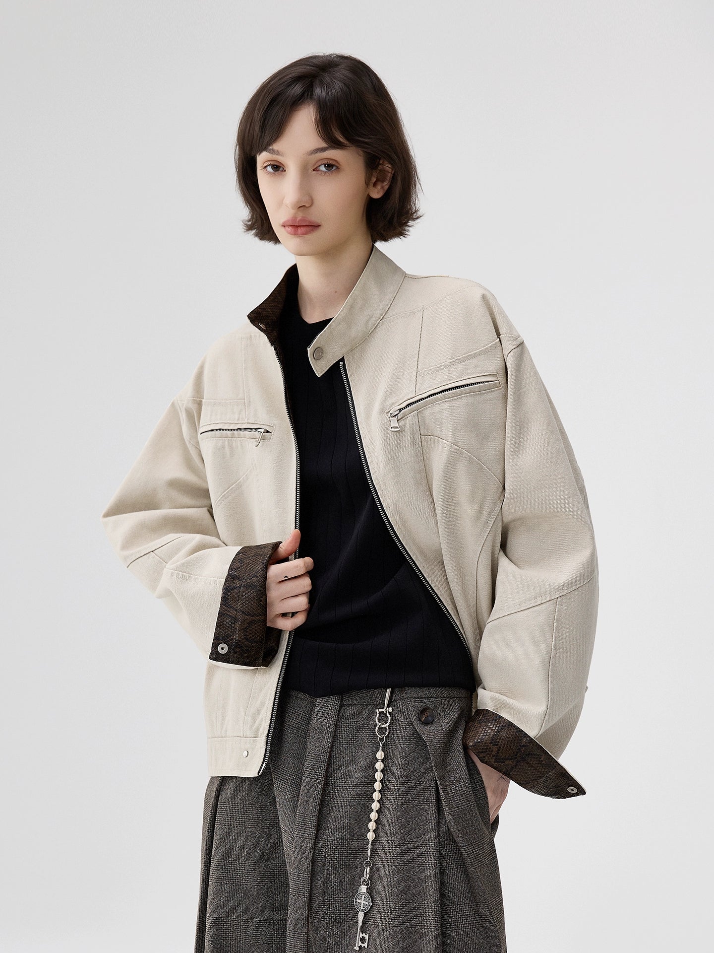 Heavy washed canvas second generation Harrington jacket men's cieanfit tooling stand-up jacket