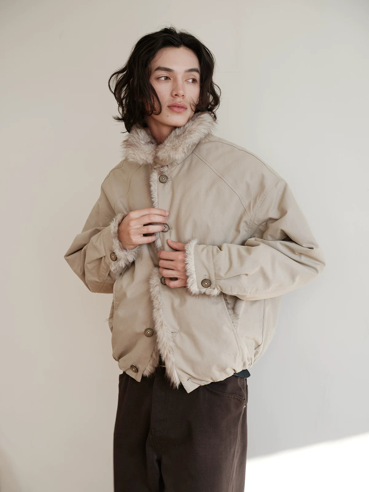 Premium fur collar jacket winter thickened short silhouette thermal jacket  SIN0891