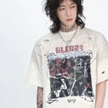 Oversized Vintage Rock Graphic Distressed T-Shirt