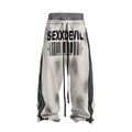 Party series double waist five bars striped embroidery printing spray dirty old casual sweatpants  SIN0866