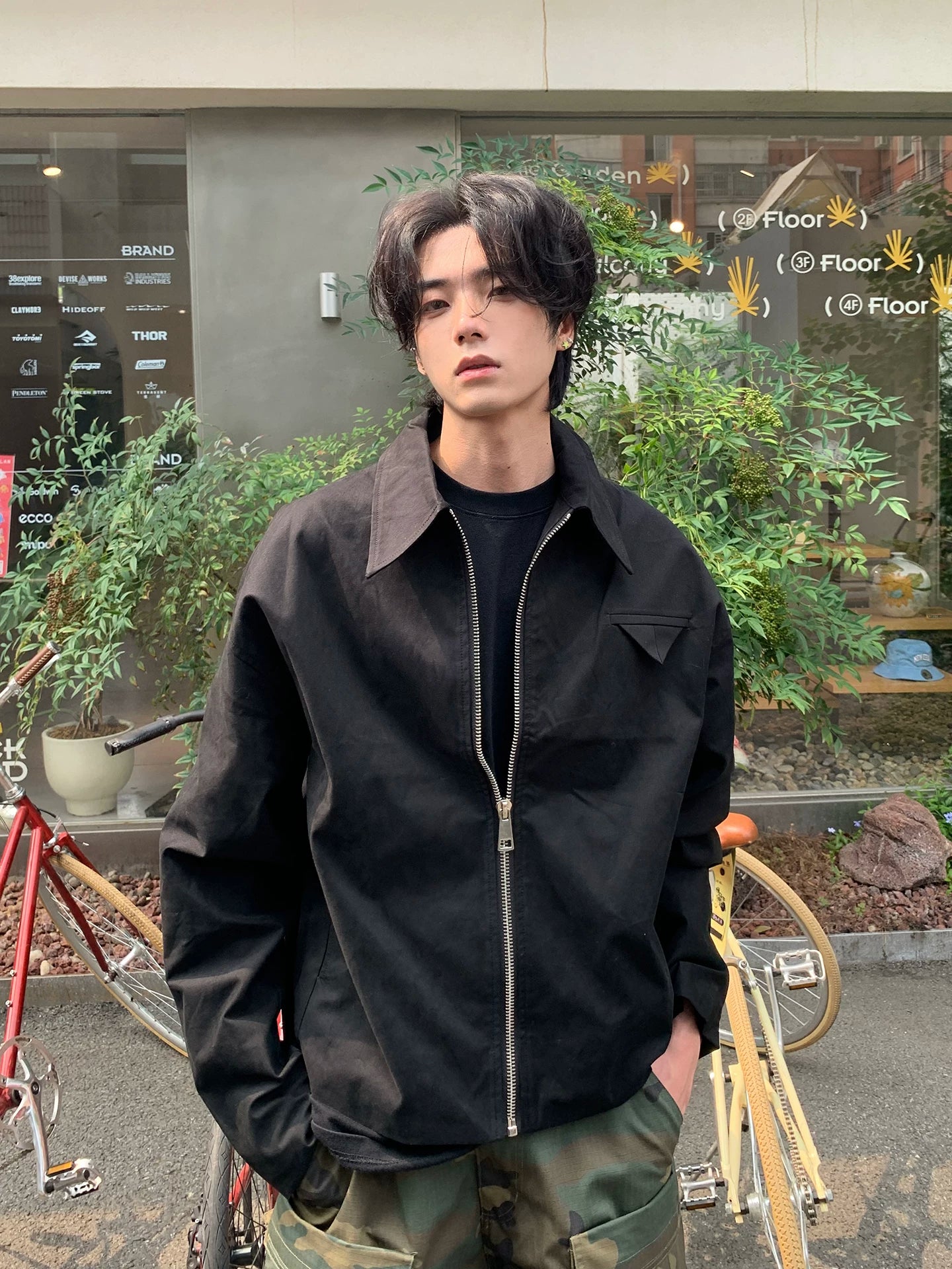 Minimalist triangular harrington jacket - men's autumn/spring american trendy retro high-end aviator jacket  SIN071