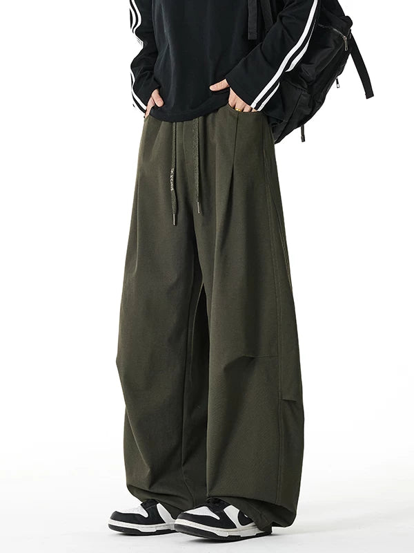 American high street cleanfit pleated scimitar workwear pants casual pants men looseeasiest for match