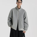Custom-woven wool-blend woolen short silhouette loose stand-up collar fashion jacket