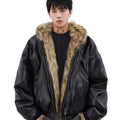 American high-end jacket cotton clothes men's winter velvet thickened double-sided fur integrated coat men