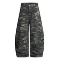 American retro camouflage workwear pants men's loose wide leg jeans winter streetwear patchwork casual trousers