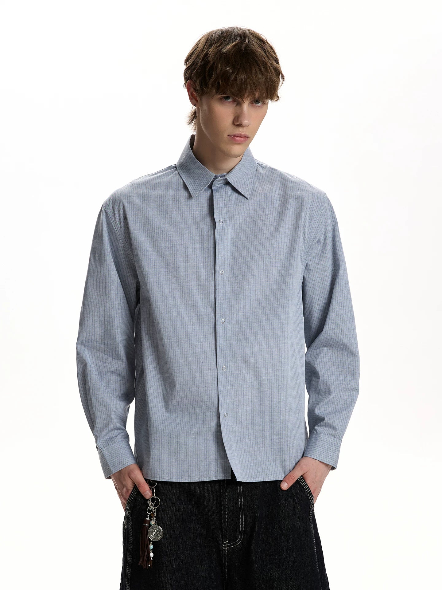 Striped long-sleeved shirt high-end casual inner bottoming shirt WY040