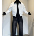 Lapel Vintage Jacket Washed Jacket White Jacket SIN0920