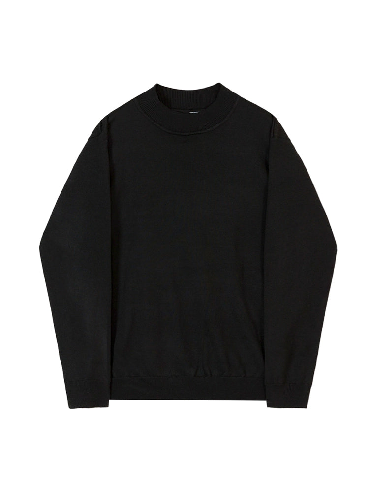 Semi-turtleneck sweater men's autumn and winter loose Korean trend thickened black mid-neck knitted bottoming shirt sweater