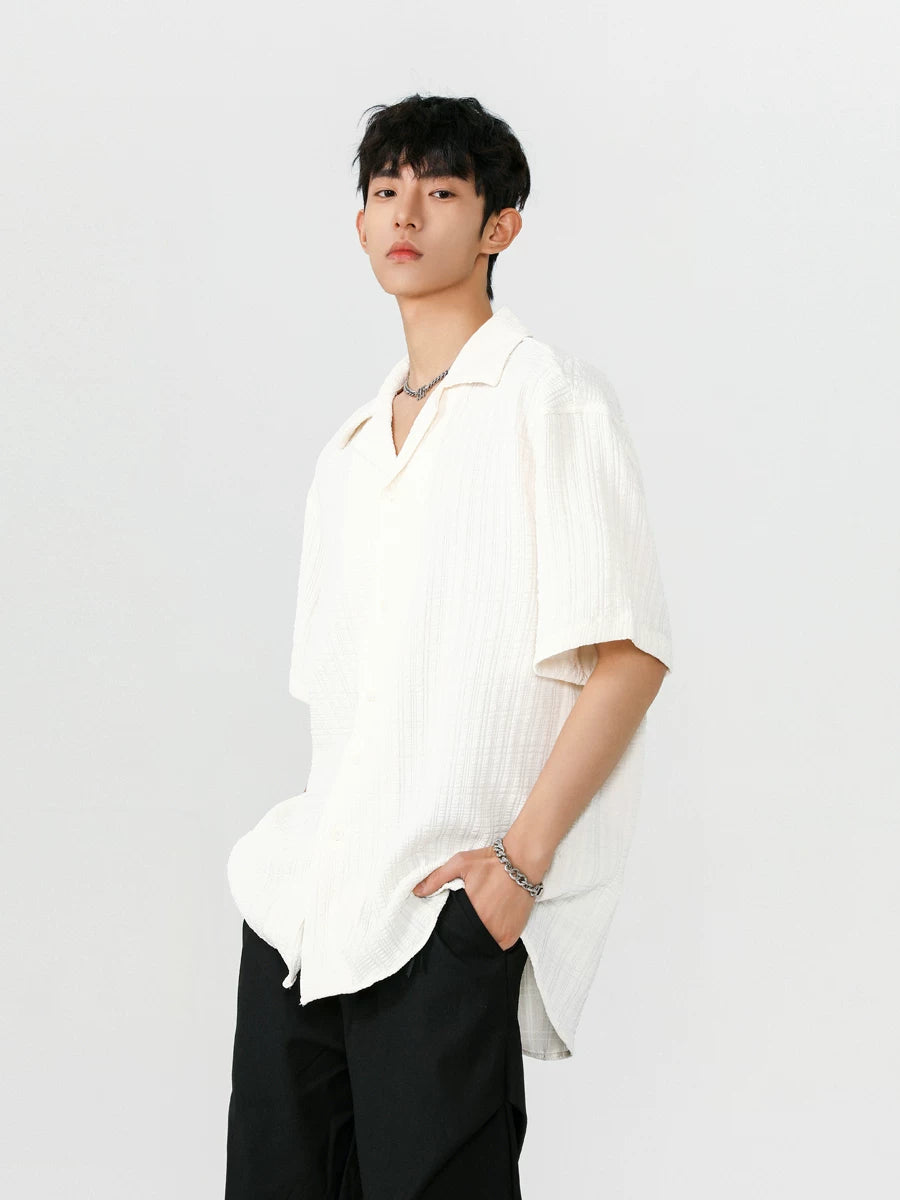 American style ice silk cuban collar short sleeve shirt  SIN002