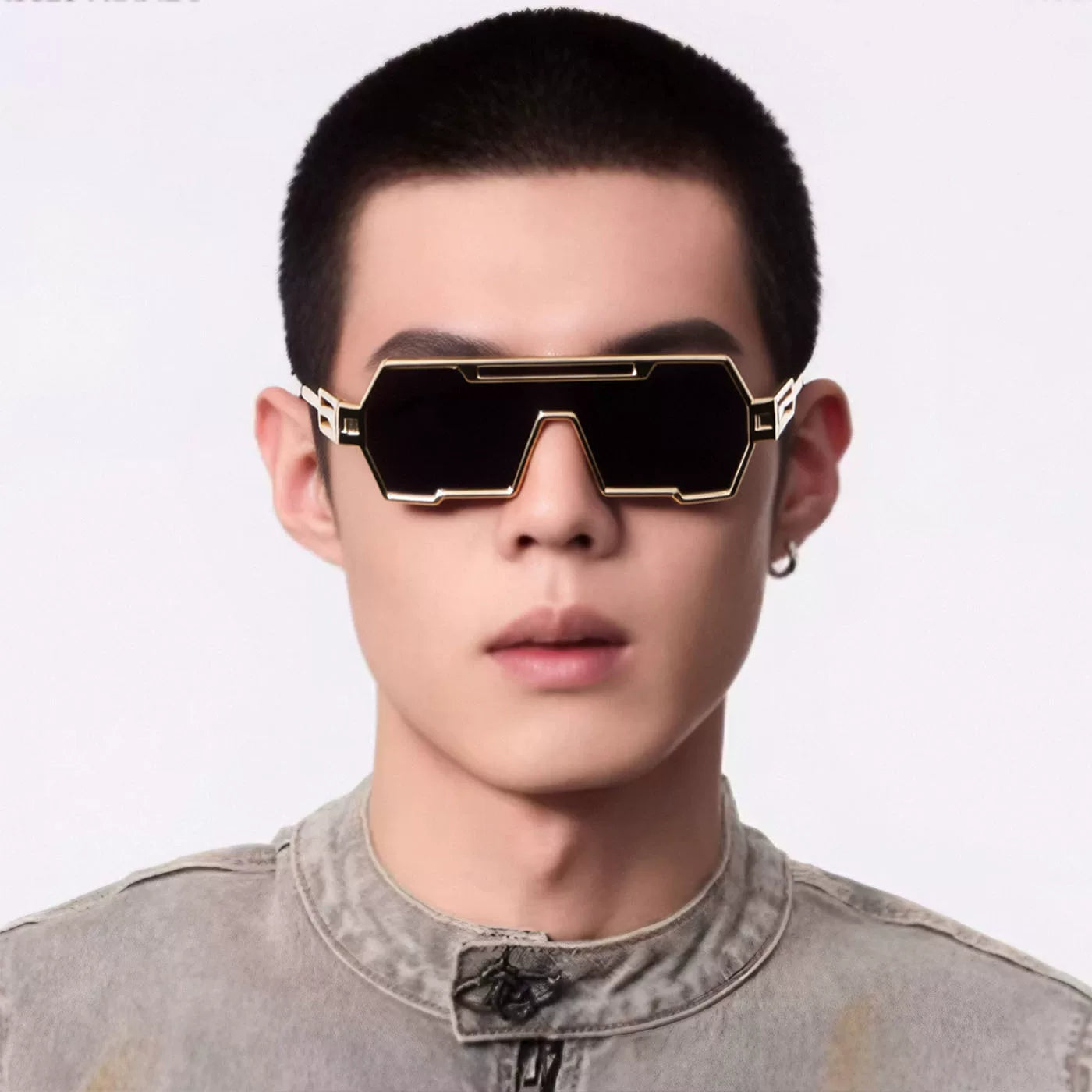 Functional style niche mechanical sunglasses uv400 anti-ultraviolet one-piece cyberpunk futuristic sunglasses