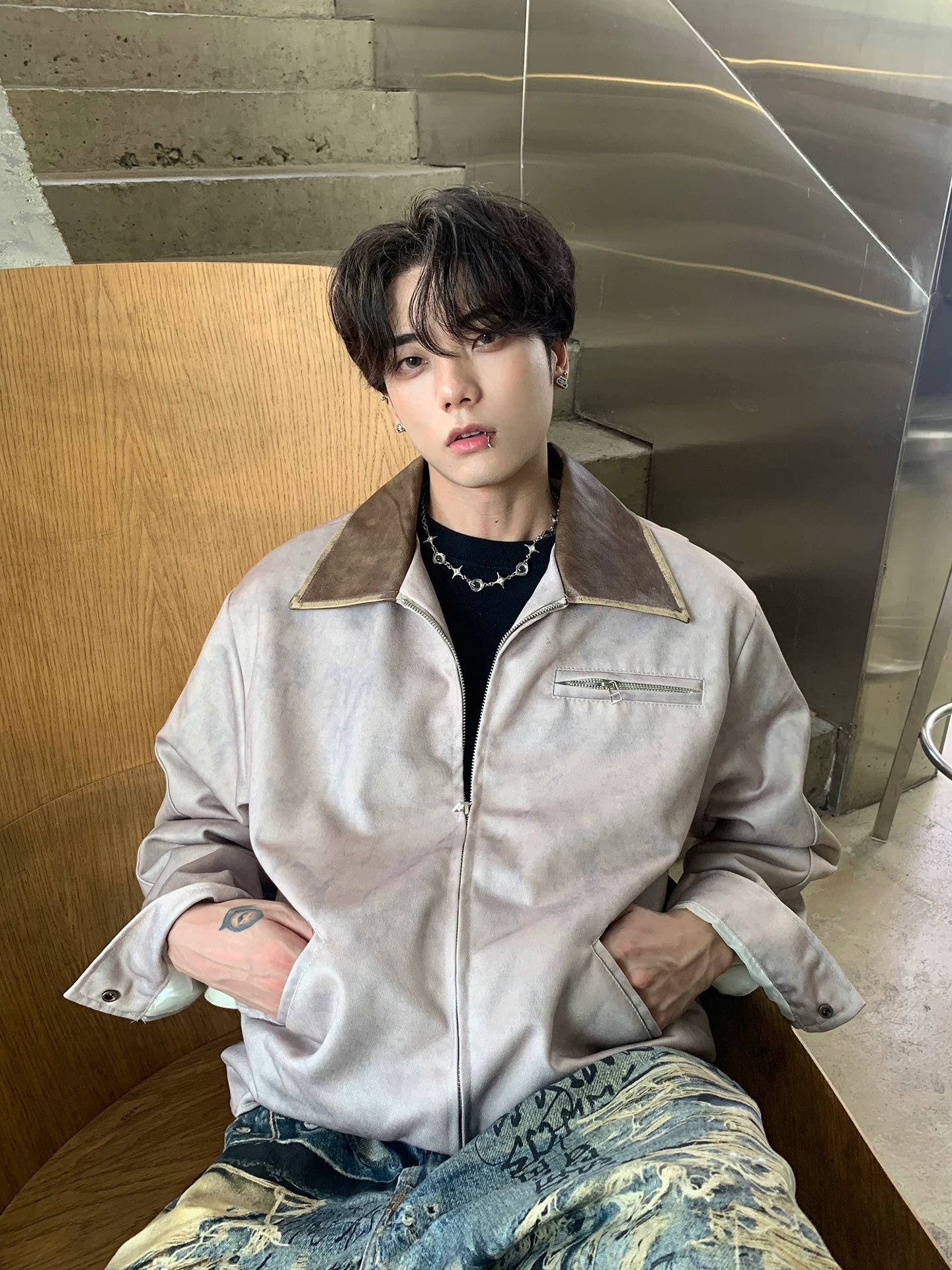 New detroit j97 men's jacket - spring/autumn american style trendy marble texture premium feel jacket  SIN066