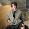 New houndstooth jacket for men - spring/autumn american style, trendy retro, heavyweight, boxy fit, premium feel  SIN070