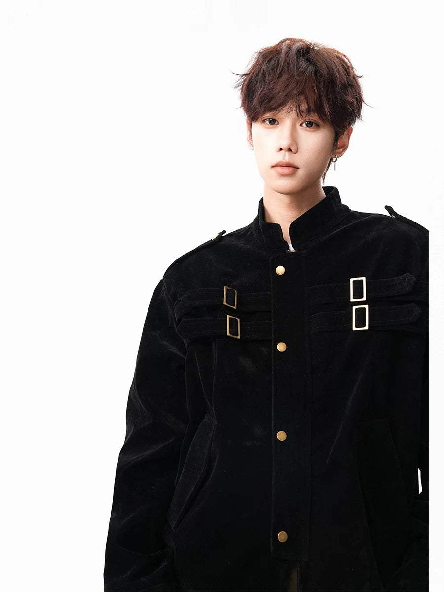 American-style clean fit patchwork design cropped jacket  SIN017