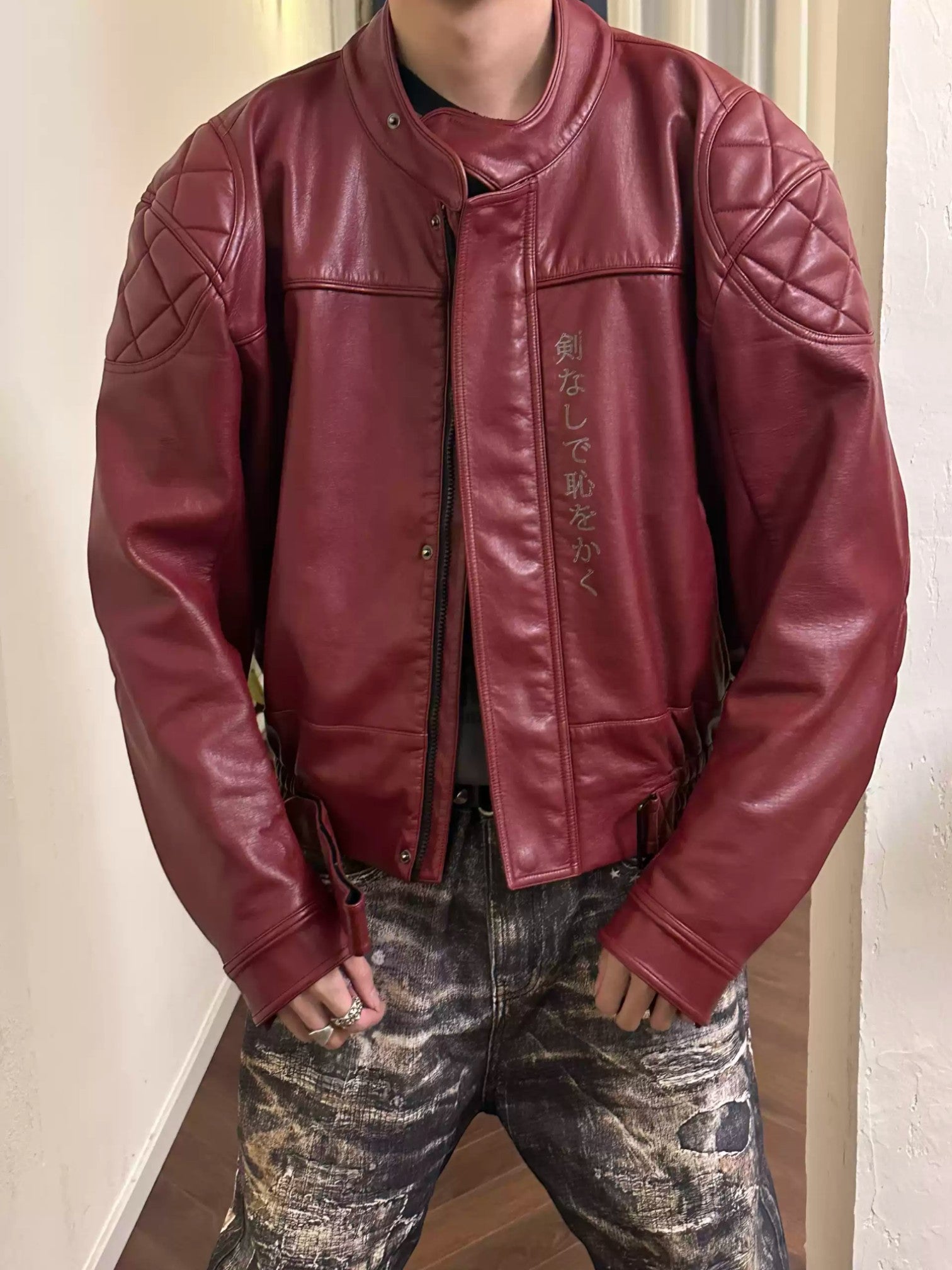 [REGEN ZONE] DRAGON-BLADE FAUX LEATHER JACKET st5026