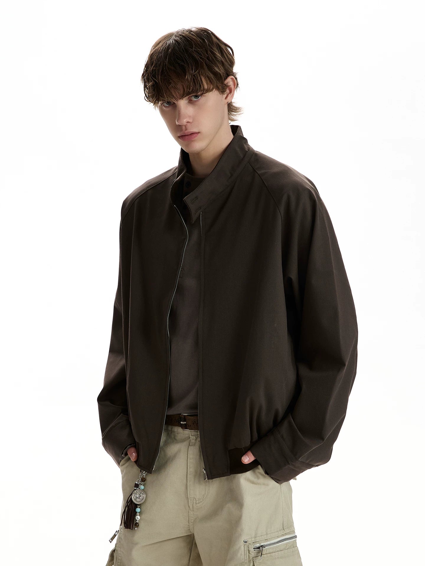 Stand-up collar jacket men's senior commuter versatile simple loose coat WY046