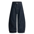 American retro denim wide-leg jeans with distressed hem – unisex, unique design, relaxed fit, and flowy drape