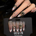 Pinky Pinky Jelly Pink Cat-Eye Ombre French Tip Natural Coverage High-Quality Handcrafted Press-On Nails