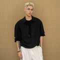 Comfortable lyocell fake two-piece long sleevesshirt spring and summer relaxed feel easiest for matchloosetops men sinclub7569