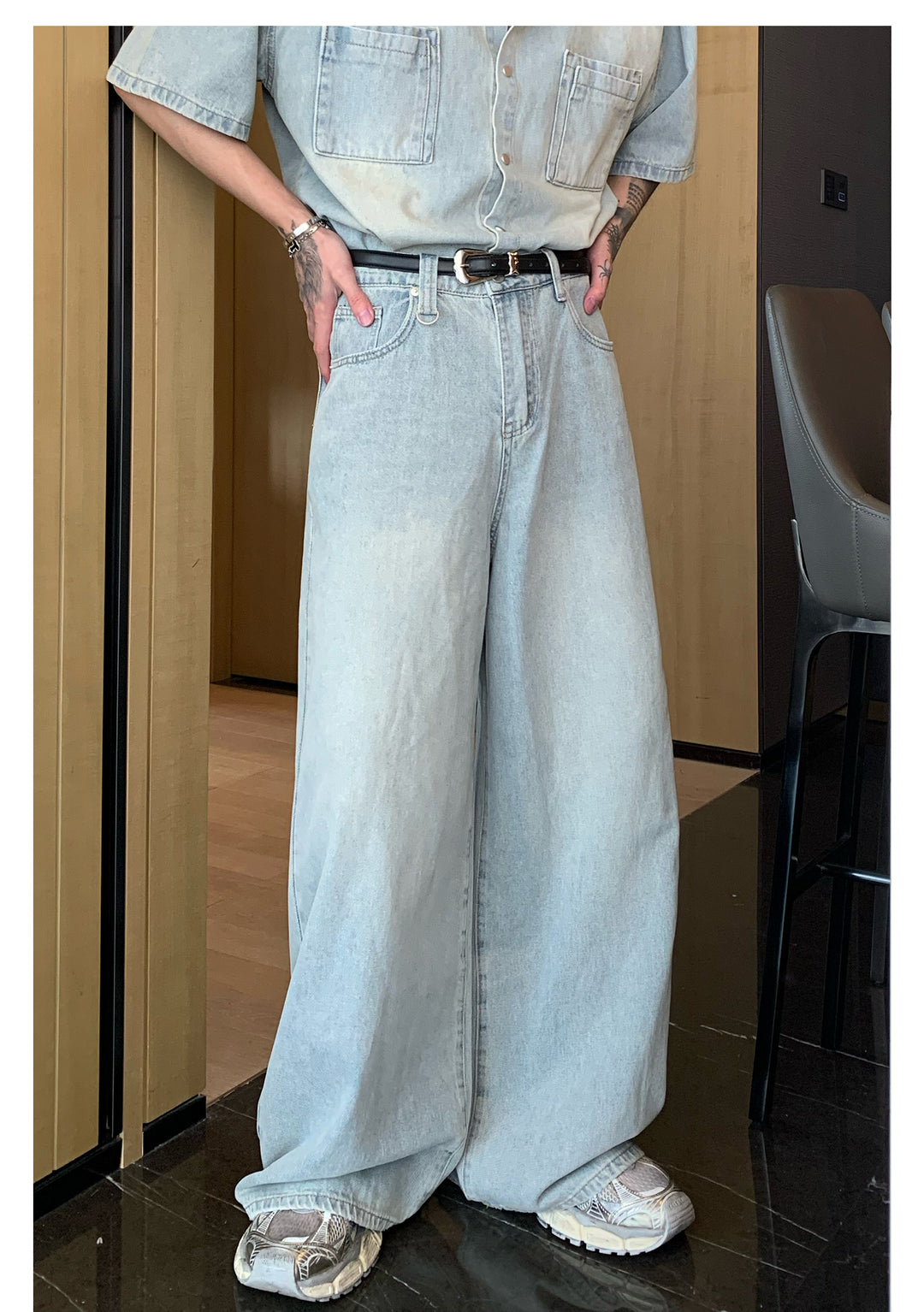 [CUIBUJU] Niche made washed denim set up st1720