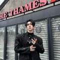 Trendy men's jacket - new spring/autumn collection - padded shoulder leather jacket - ins style design top sinclub6530
