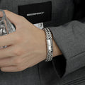 European and american magnetic clasp bracelet for men - trendy, high-end, unique titanium steel double-layer cuban link chunky chain jewelry - street style individuality  SIN080