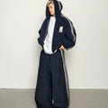 American contrasting fleece cotton jacket sweater jacket casual sweatpants loose sports suit winter
