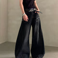 Niche design wide-leg scimitar jeans medium and high waist loose heavy drop floor pants