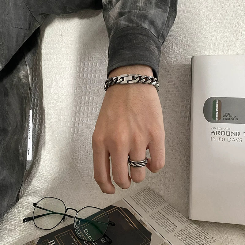 European and american retro titanium steel cuban link bracelet jewelry SIN037