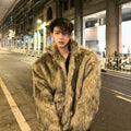 Winter high-end fashionable environmentally friendly fur short jacket male ruffian handsome lapel fur integrated jacket