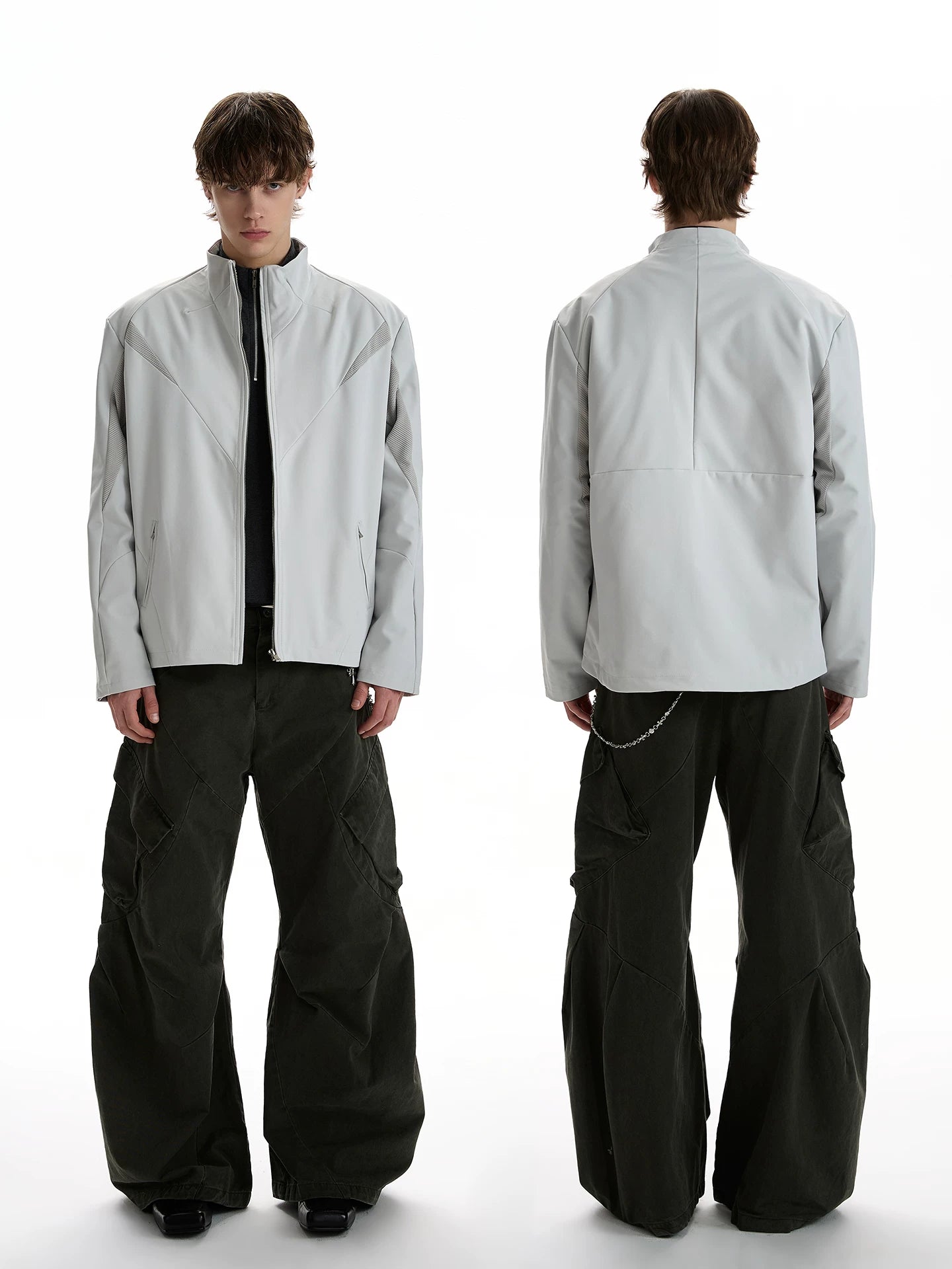 Mesh breathable stand collar jacket boxy fit outwear  SIN058