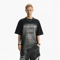 American high street spray-dyed embroiderprinting short-sleeved t-shirt men's summer retrotrendyloose round neck tops  sinclub8635