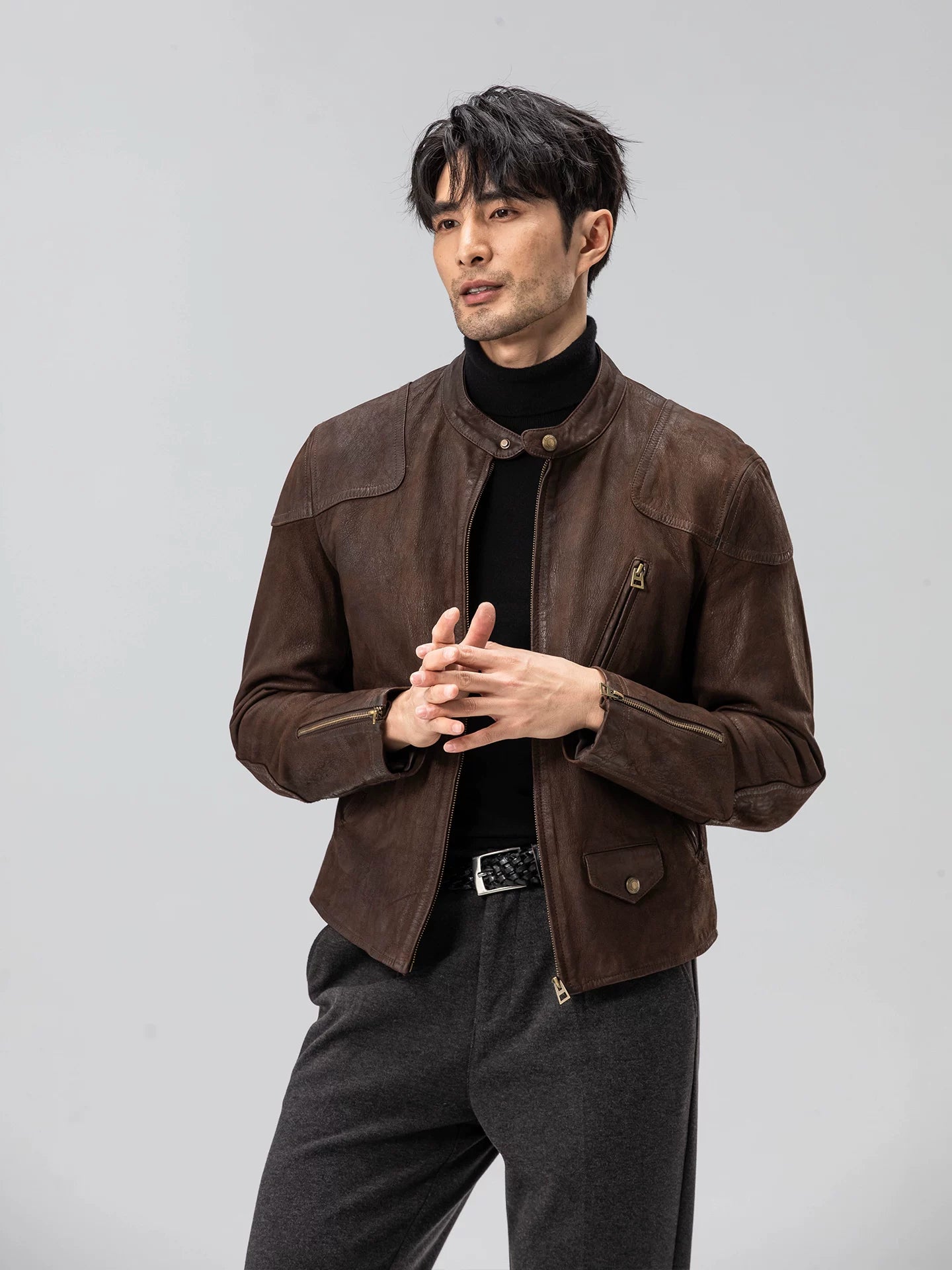 Venom rrl short goatskin heavy washed distressed retro motorcycle leather jacket leather jacket sinclub6501