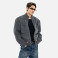 Wool Blend Multi-Pocket Knit Jacket for Men-sinclub88