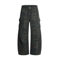 American retro camo design scimitar jeans - men's and women's loose fit wide leg cargo pants with large pockets
