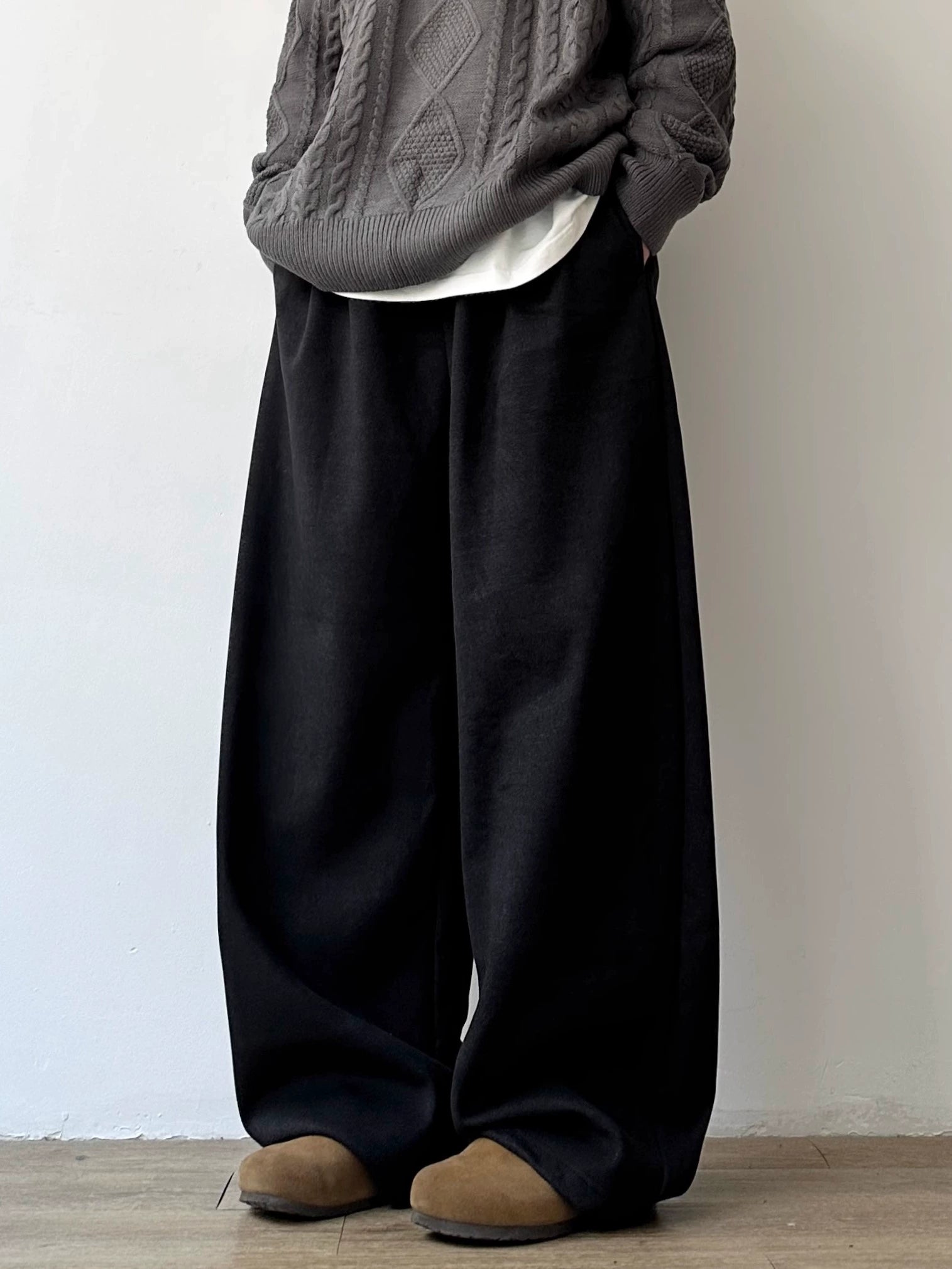 Fleece thickened men's and women's loose straight pants SIN0909