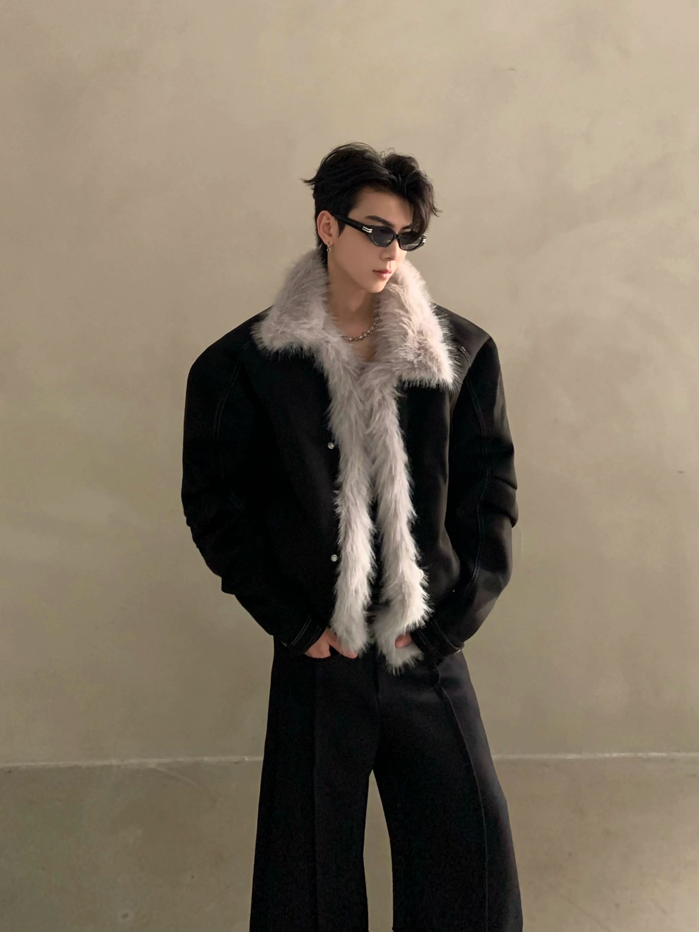 Winter niche high-end sense big fur collar seat mountain carving coat men's thickened warm jacket cotton clothes tide