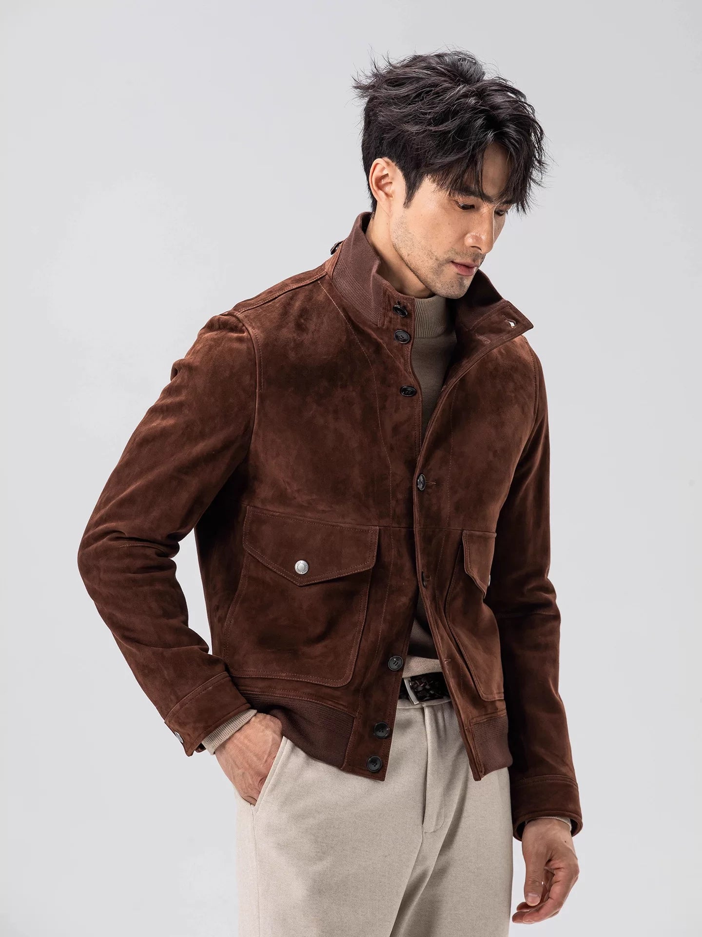 Harrington jacket south african hybrid suede sheepskin leather jacket men's outerwear 25aw  sinclub6590