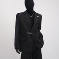 Black Clothes Premium Sense Small Fragrant Style Blazer Male Ruffian Handsome Temperament Trendy Metal Buckle Suit Trend