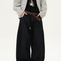 Vintage Denim Black Wide Leg Scimitar Jeans Men's and Women's American Versatile Straight Loose Casual Pants
