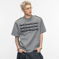 Vintage napoleon buckle palace style pure cotton short sleeve t-shirt with detachable shoulder pads - structured fit top for men sinclub7160