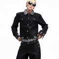 Spring & fall silver embroider denim raw jeans outwear right shoulder silm classy sense of design men's and women's jacketoutwear  sinclub1302