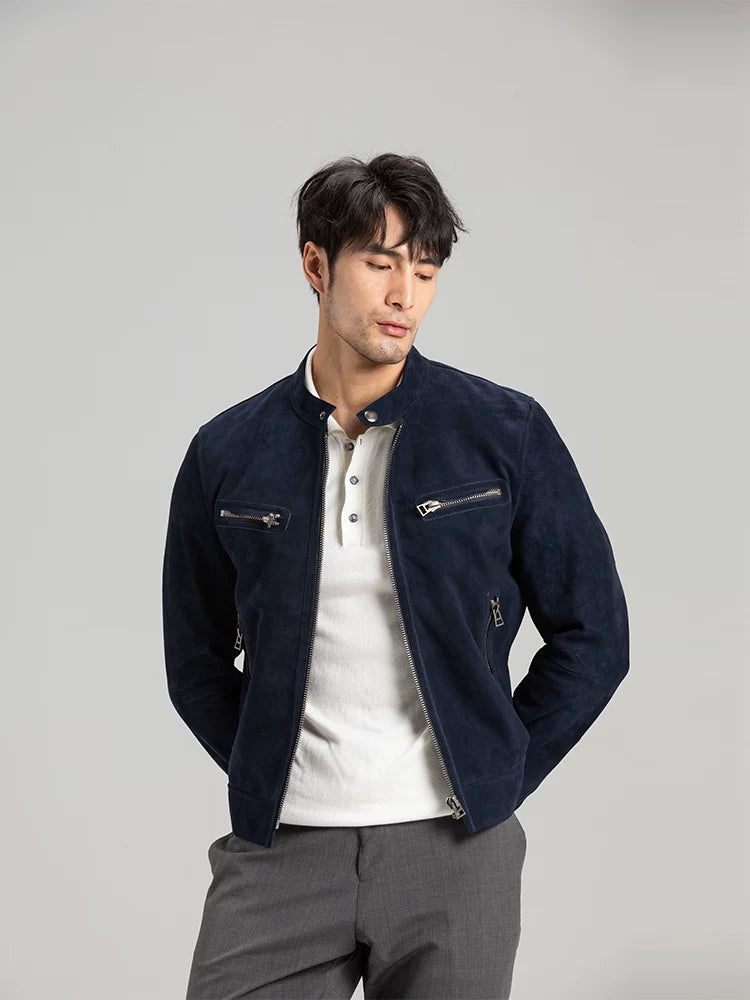 3d tailored south african crossbred goat suede windbreaker jacket - genuine leather outerwear for men sinclub0691