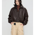 Vintage Drop Shoulder Leather Cotton Jacket sinclub9673